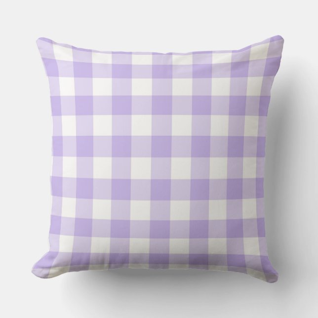 Fresh Country Lavender gingham Pattern Throw Pillow (Front)