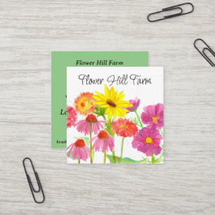 Fresh Cut Flower Farm Bouquet  Square Business Card