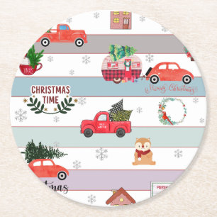 Fresh cut pines round paper coaster