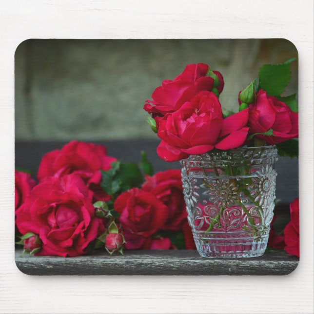 Fresh-Cut Red Roses Mouse Pad (Front)
