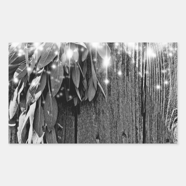 Fresh-cut Sage Barn-wood Grayscale Twinkle Lights Sticker (Front)
