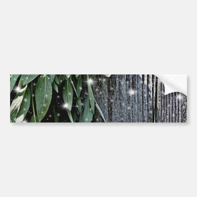 Fresh-cut Sage Barn-wood Twinkle Lights Bumper Sticker (Front)