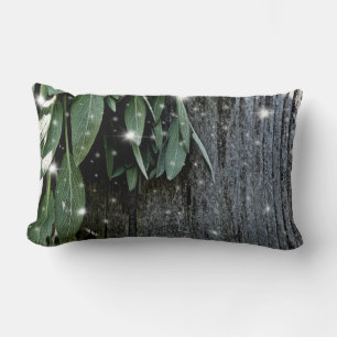 Fresh-cut Sage Barn-wood Twinkle Lights Lumbar Pillow