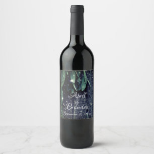 Fresh-cut Sage Barn-wood Twinkle Lights Wine Label