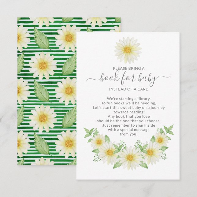 Fresh Daisy Baby Shower Book for Baby Enclosure Card (Front/Back)
