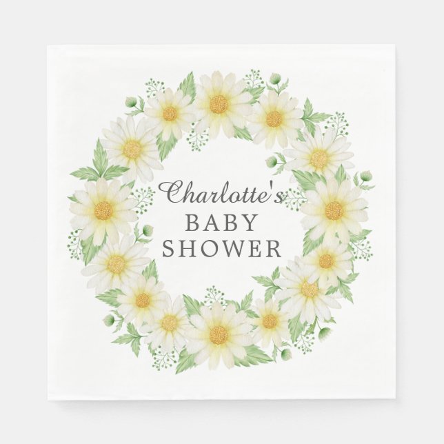 Fresh Daisy Baby Shower  Paper Napkins (Front)