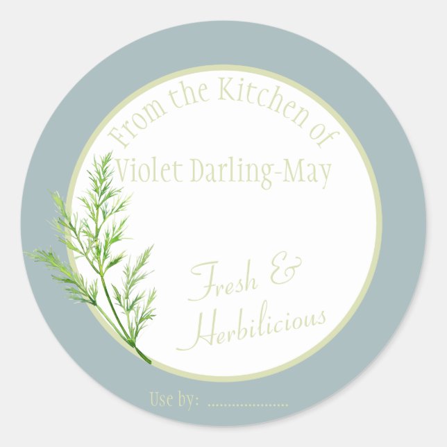 Fresh Dill Herb - Homemade Baking Gift Food Label (Front)