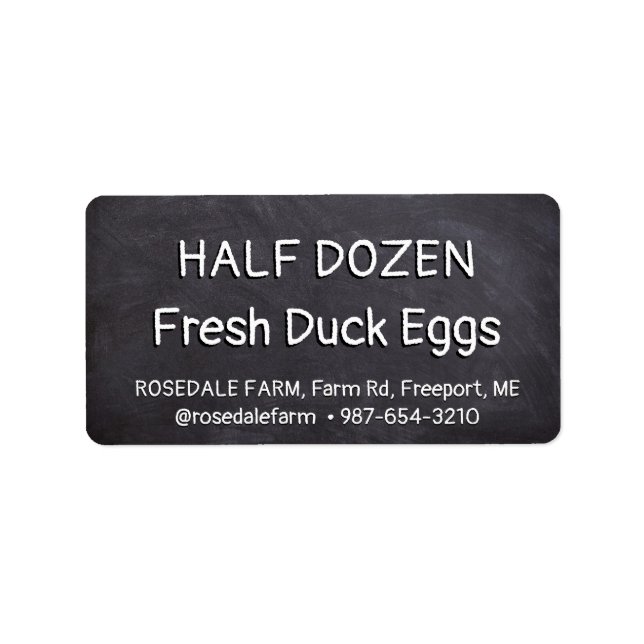 FRESH DUCK EGGS in White on Black Chalkboard Label (Front)