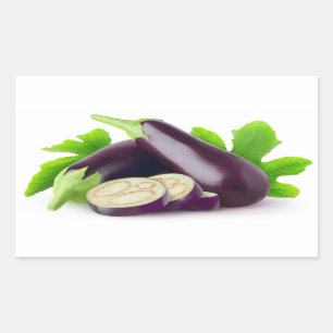 Fresh eggplants with leaves sticker