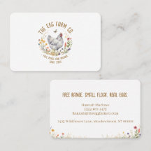 Fresh Eggs Business Card for Organic Egg Farm