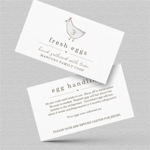 Fresh Eggs Business Card with Handling Instruction