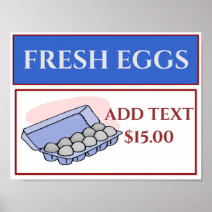 Fresh Eggs, Business Sign, add or edit text Poster