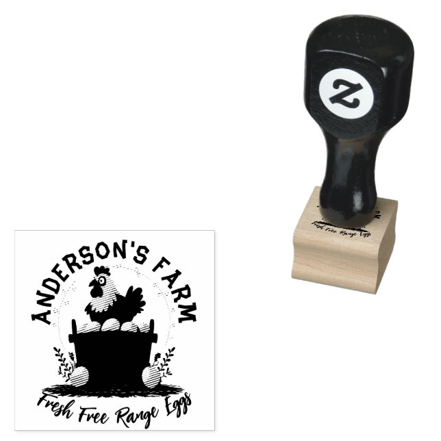 Fresh Eggs  Custom Rustic Family Farm Egg  Rubber Stamp (Stamped)