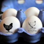 Fresh Eggs Vintage Personalized Egg Stamp<br><div class="desc">Personalized egg stamps for your homestead or family farm with beautiful chicken / duck illustrations and monograms or information in farmhouse font. These stamps are designed to be used with the handle for better application and we have not included the ink as it is up to you to choose one...</div>