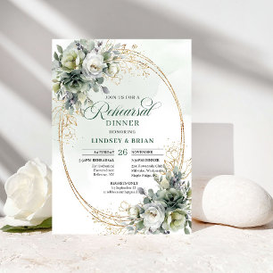 Fresh Elegance Rehearsal Dinner Watercolor Foliage Invitation