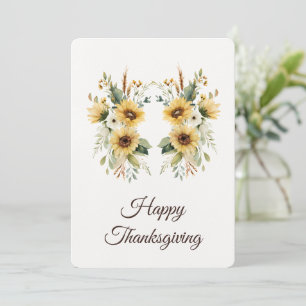 Fresh Elegant Sunflowers Happy Thanksgiving Holiday Card