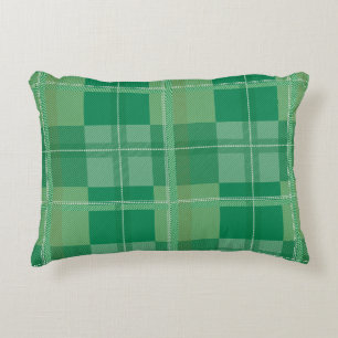 Fresh Emerald Sage Plaid Aesthetic Accent Pillow
