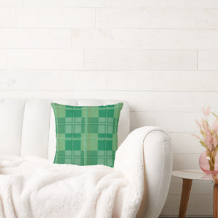 Fresh Emerald Sage Plaid Aesthetic Throw Pillow