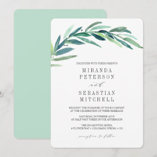 Fresh Eucalyptus Branch Leaves Botanical Wedding Invitation