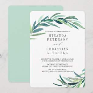 Fresh Eucalyptus Branches Leaves Botanical Wedding Invitation