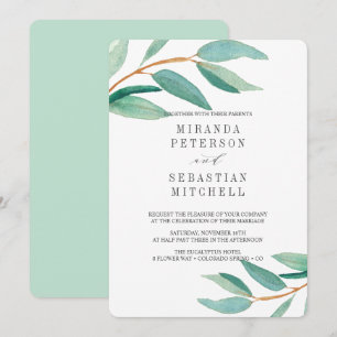 Fresh Eucalyptus Branches Leaves Botanical Wedding Invitation