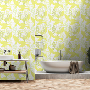 Fresh Exotic Yellow Green Botanical Abstract Wallpaper