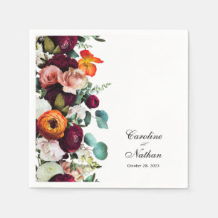 Fresh Fall Floral Rustic Elegant Wedding Napkin