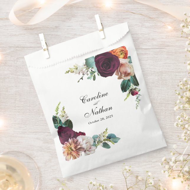 Fresh Fall Floral Wedding Favour Bag (Clipped)