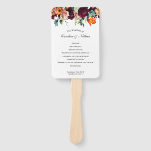 Fresh Fall Floral Wedding Program Hand Fan