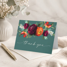 Fresh Fall Rustic Floral Folded Thank You Card