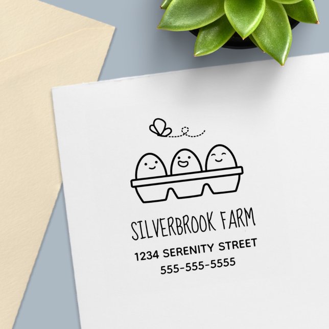 Fresh Farm Eggs Carton Address Self-inking Stamp (Creator Uploaded)