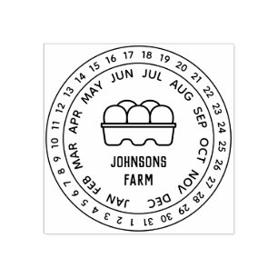 Fresh Farm Eggs Carton Date Wheel Rubber Stamp