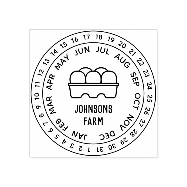 Fresh Farm Eggs Carton Date Wheel Rubber Stamp (Imprint)