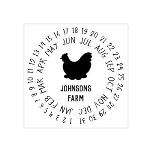 Fresh Farm Eggs Carton Date Wheel Rubber Stamp