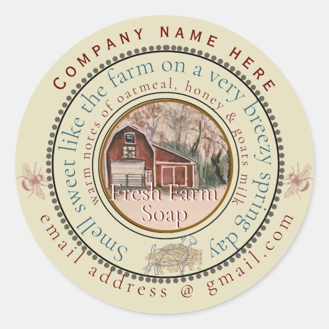 fresh farm soap customize classic round sticker (Front)