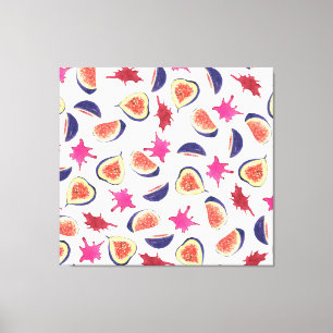 Fresh Figs Pink Juice Watercolor Canvas Print
