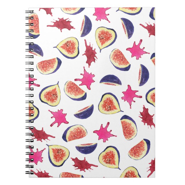 Fresh Figs Pink Juice Watercolor Notebook (Front)