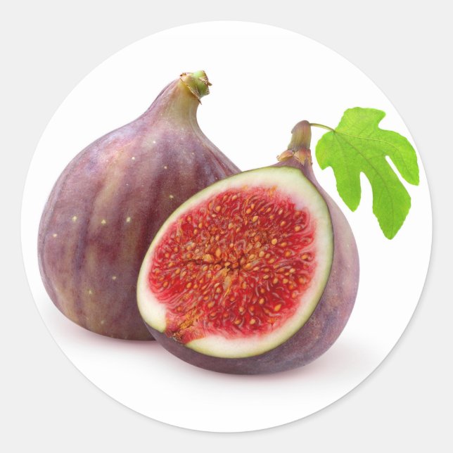 Fresh figs with leaf classic round sticker (Front)