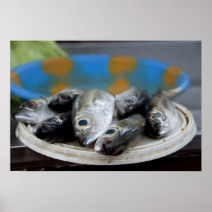 Fresh fish on fish market Mercado de Peixe), Poster