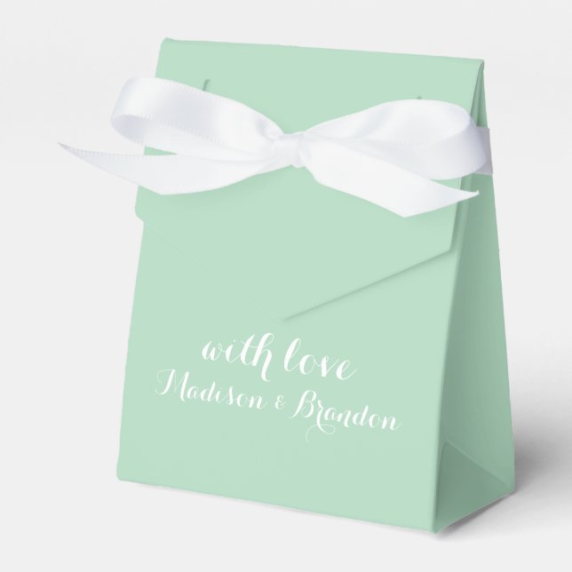 Fresh Floral Favour Box in Mint Green (Front Side)