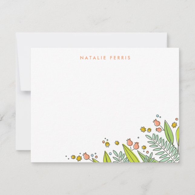 Fresh Floral Garden Personalized Stationery Cards (Front)
