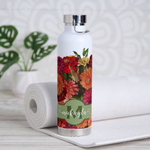 Fresh Floral Personalized Water Bottle
