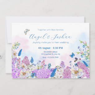Fresh Floral summer bloom wedding Invitation