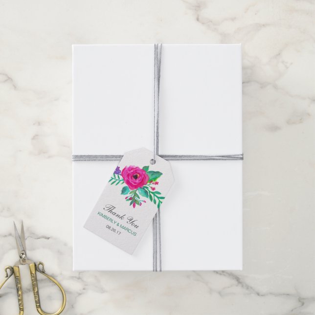 Fresh Florals Wedding Favour Gift Tags (With Twine)