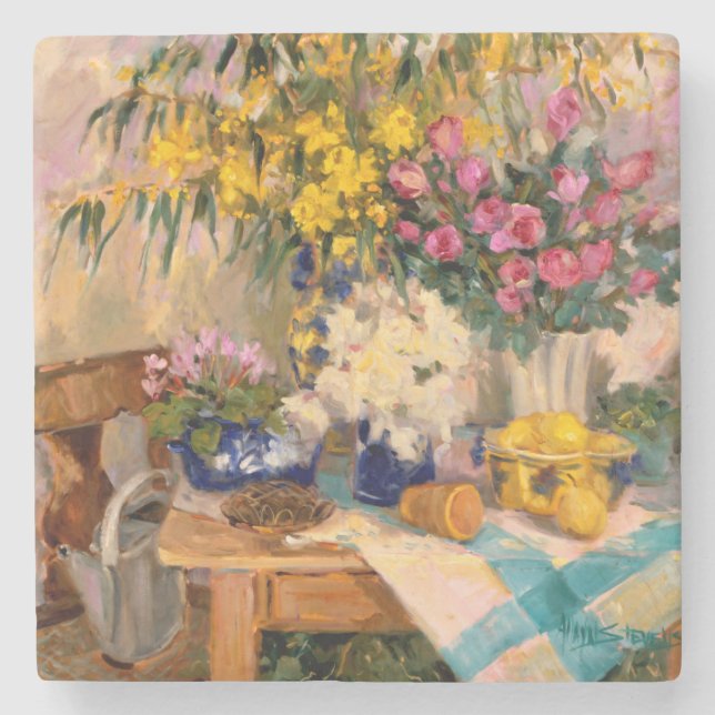 Fresh Flowers II Stone Coaster (Front)