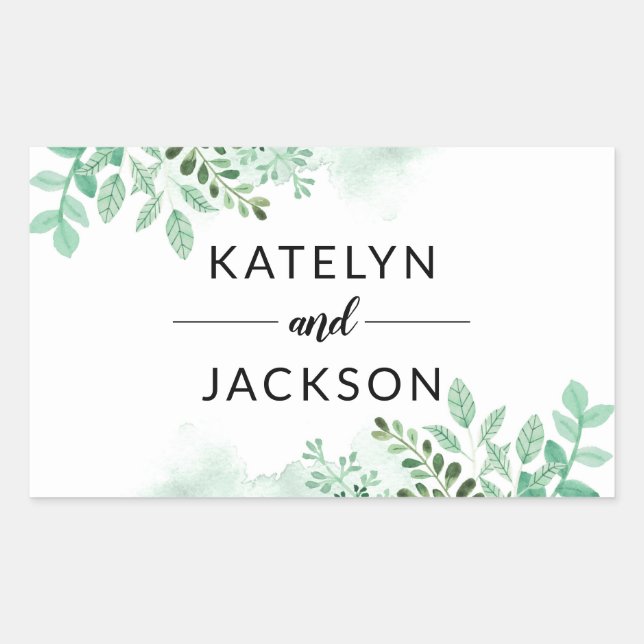 Fresh Foliage Botanical Border Wedding Monogram Sticker (Front)
