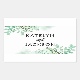 Fresh Foliage Botanical Border Wedding Monogram Sticker