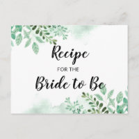 Fresh Foliage Botanical Bridal Shower Recipe Card