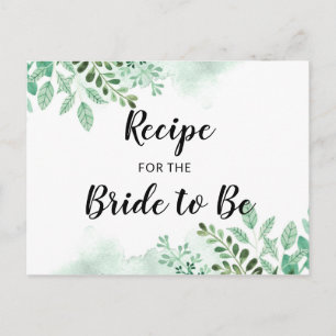 Fresh Foliage Botanical Bridal Shower Recipe Card