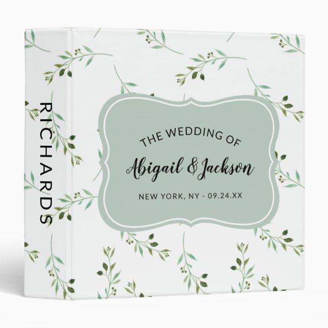 Fresh Foliage Botanical Plants Wedding Photo Album Binder (Front/Spine)